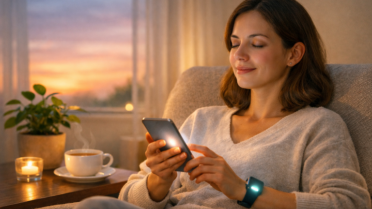 Peaceful mindful indoor relaxation scene